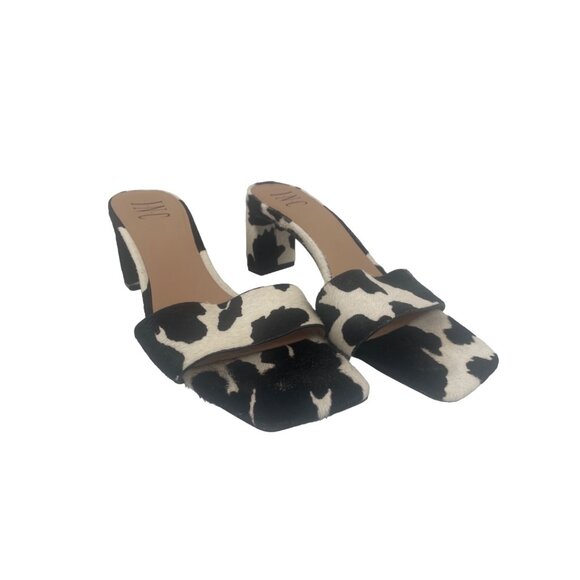 Cow Print Open Toe Block Heel Slide Sandals By INC International Concepts Size 8 - Picture 1 of 10